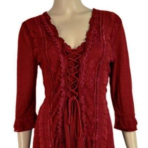 Pretty Angel Plus Red Bustier Lace Up Top